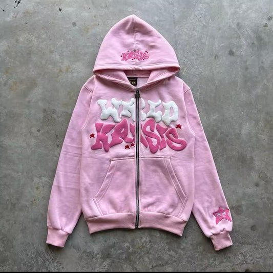 Pink Letter Foam Hoodie